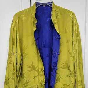 Chico's Design Reversable Deaux Jacquard Silk Jacket  Size 2 Purple & Basil